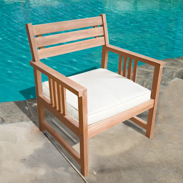 Loon Peak® Audreena Teak Patio Chair with Cushion Wayfair Canada